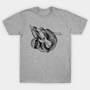 Sloth on Bass Rock and Roll Electric Guitar T-Shirt